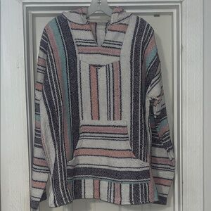 Striped Baja Hoodie super cute! Like new. Comfy! No tags. Large.